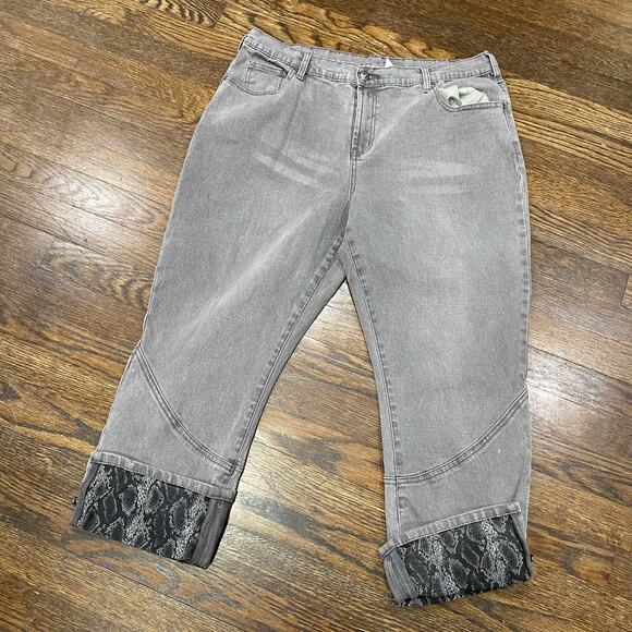 DG2 by Diane Gilman Jeans Size 18WP Grey Converible Crop Cuff Length Petite - Picture 8 of 13